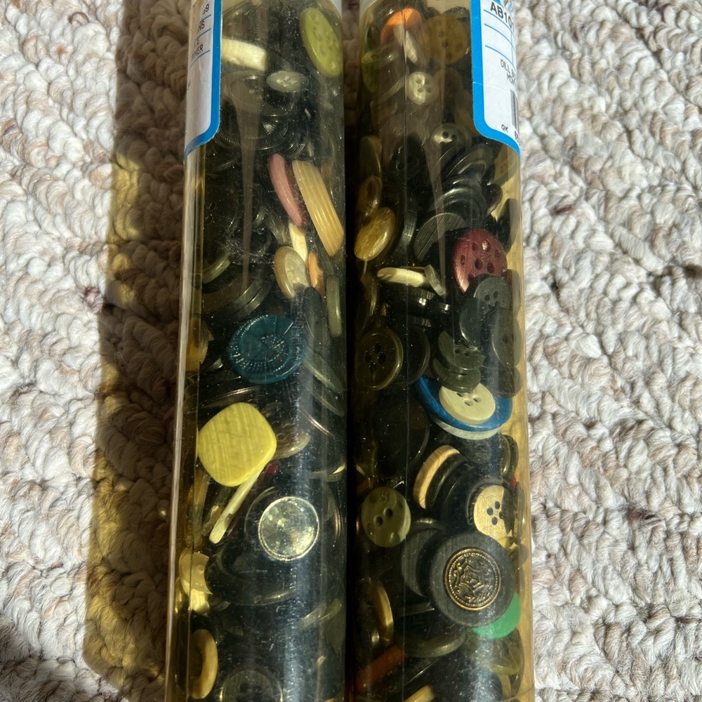 Assorted Button Collection in Clear Tubes